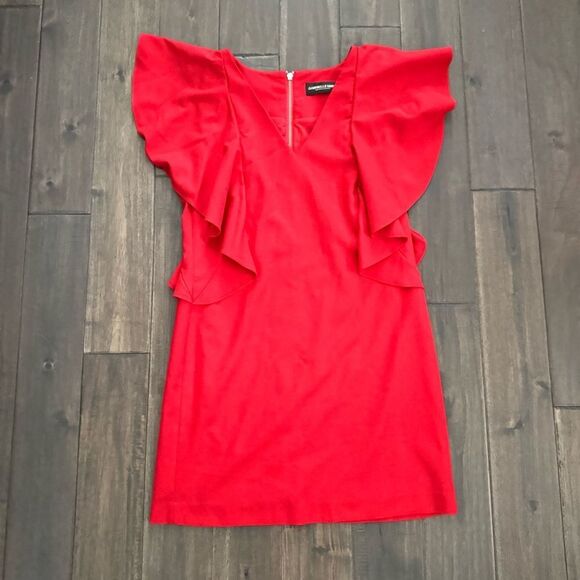 Gabrielle Union New York & Company Red Ruffle Mini Dress S - Picture 1 of 5